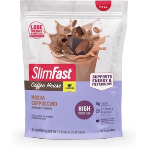image:imageSlimFast High Protein Meal Replacement Powder 26 Servings Advanced Nutrition Smoothie Mix with Vitamin and Mineral Blend Gluten Free Vanilla Cream 153 PoundsMocha Cappuccino