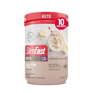 image:imageSlimFast Keto Meal Replacement Powder Keto Meal Replacement Shake Low Carb Whey Protein Collagen Protein Grass Fed Butter Weight Loss Shakes Powder Gluten Free Vanilla Cake Batter 10 ServingsVanilla Cake Batter