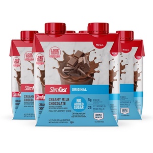 image:imageSlimFast Meal Replacement Shake Original Rich Chocolate Royale No Added Sugar Meal Replacement Shakes 10g Ready to Drink Protein 5g Fiber 25 Vitamins and Minerals 11 Fl Oz 12 CountCreamy Milk Chocolate